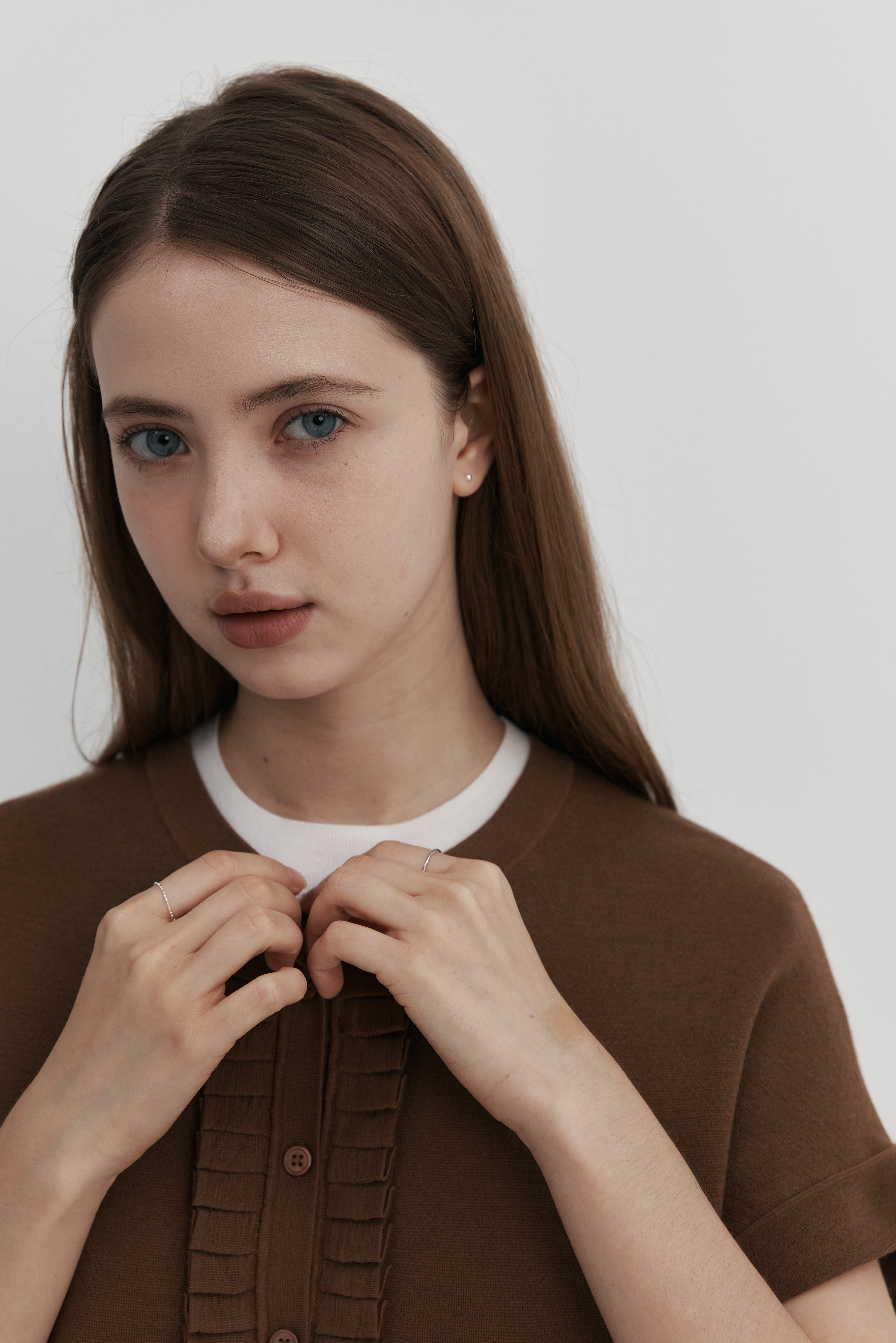 울 프릴 카디건 - 숏슬리브