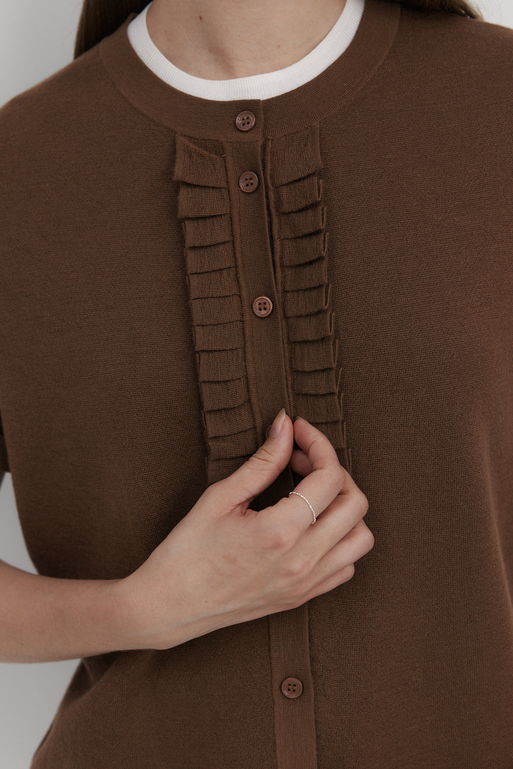 울 프릴 카디건 - 숏슬리브