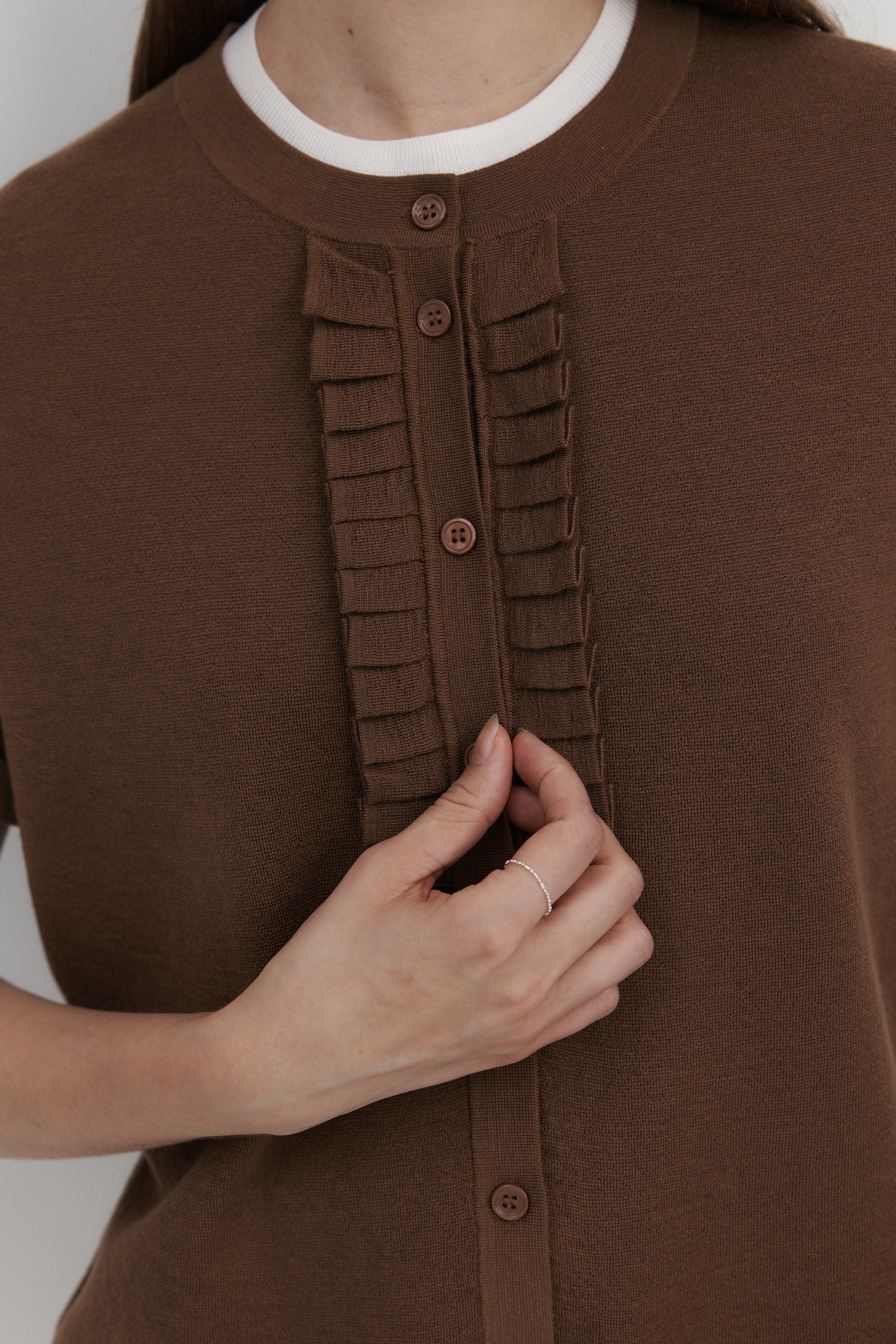 울 프릴 카디건 - 숏슬리브