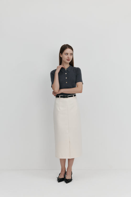 Biella Yarn 울 버튼 카라 니트