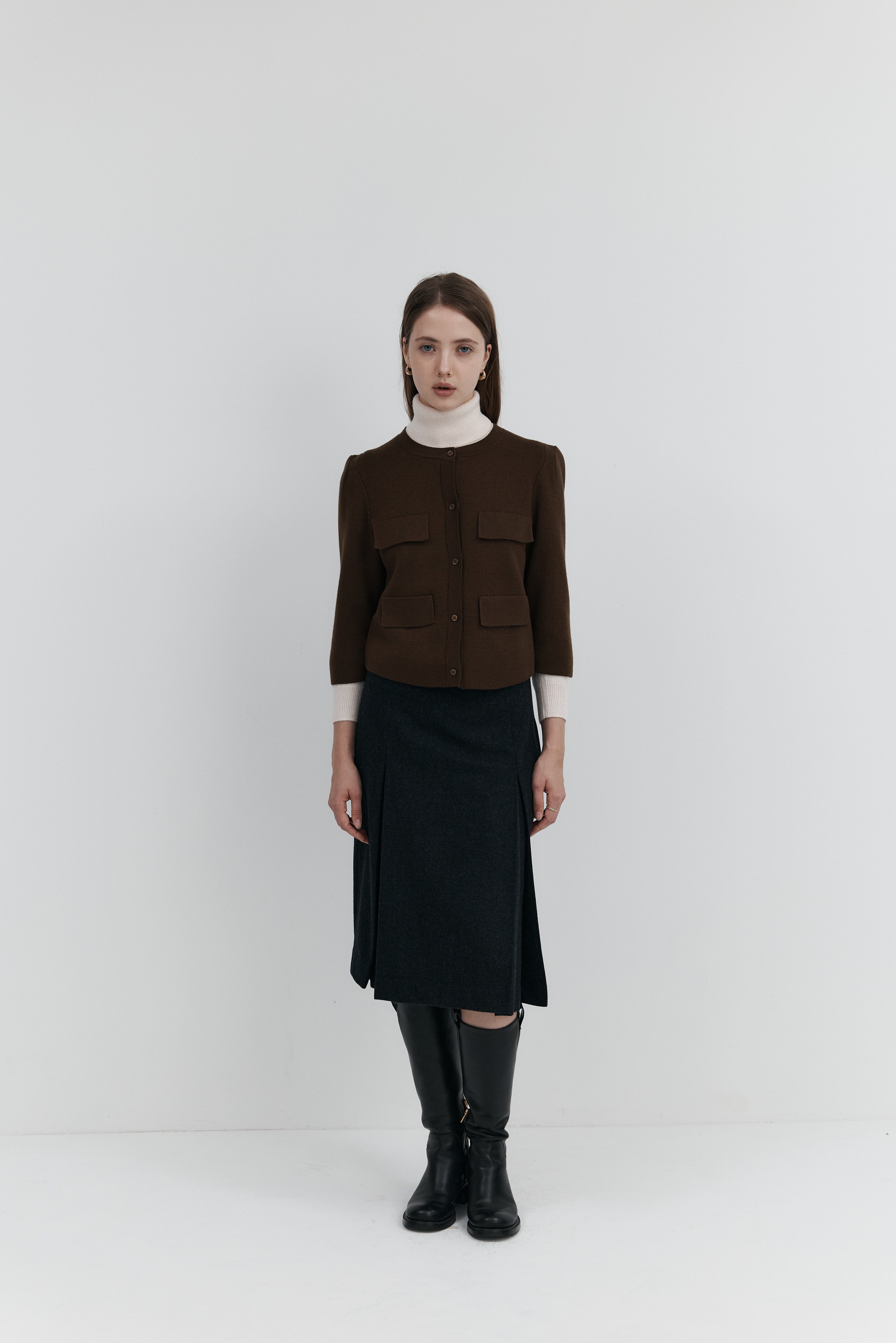 울 프릴 가디건 - 하프슬리브