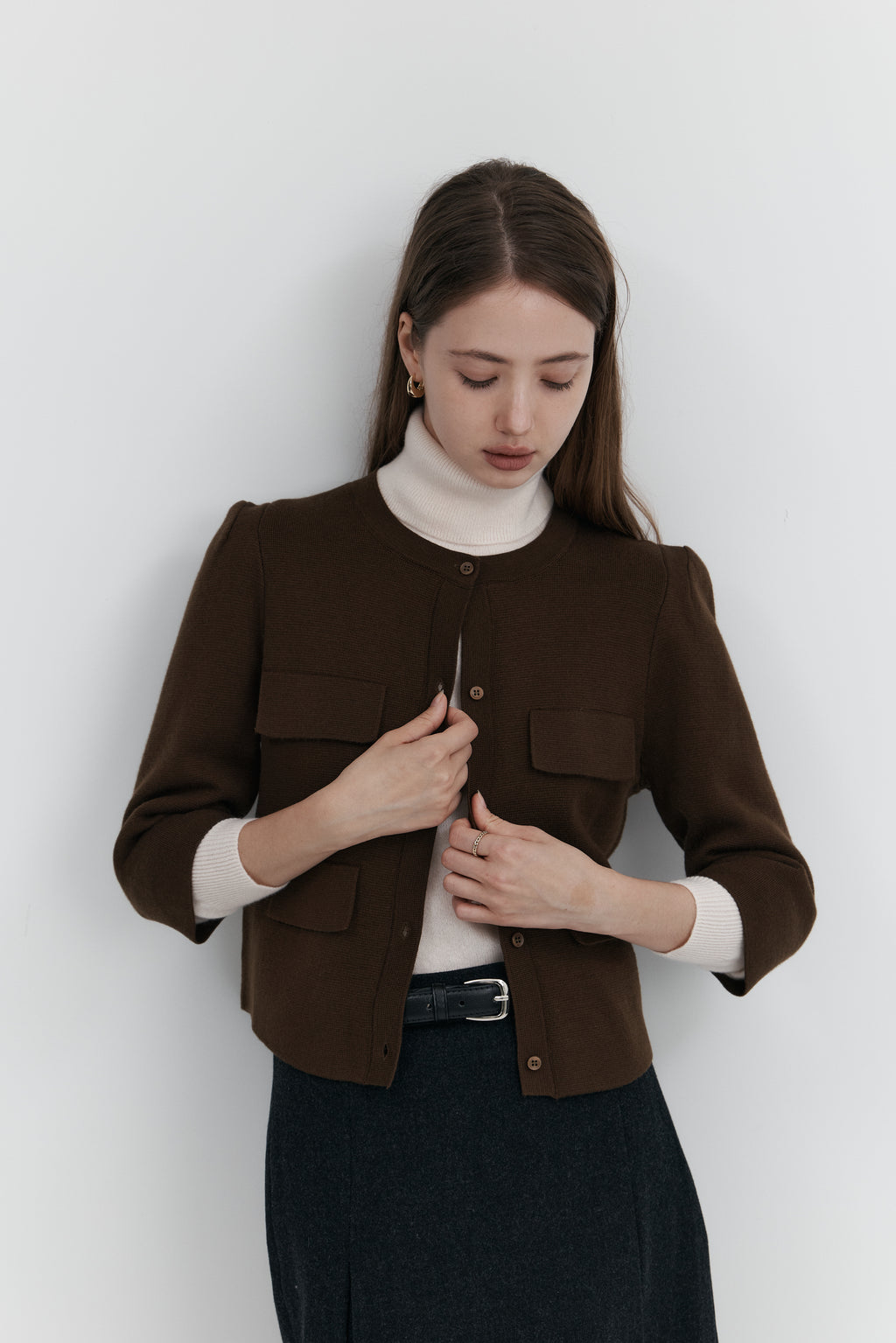 울 프릴 가디건 - 하프슬리브