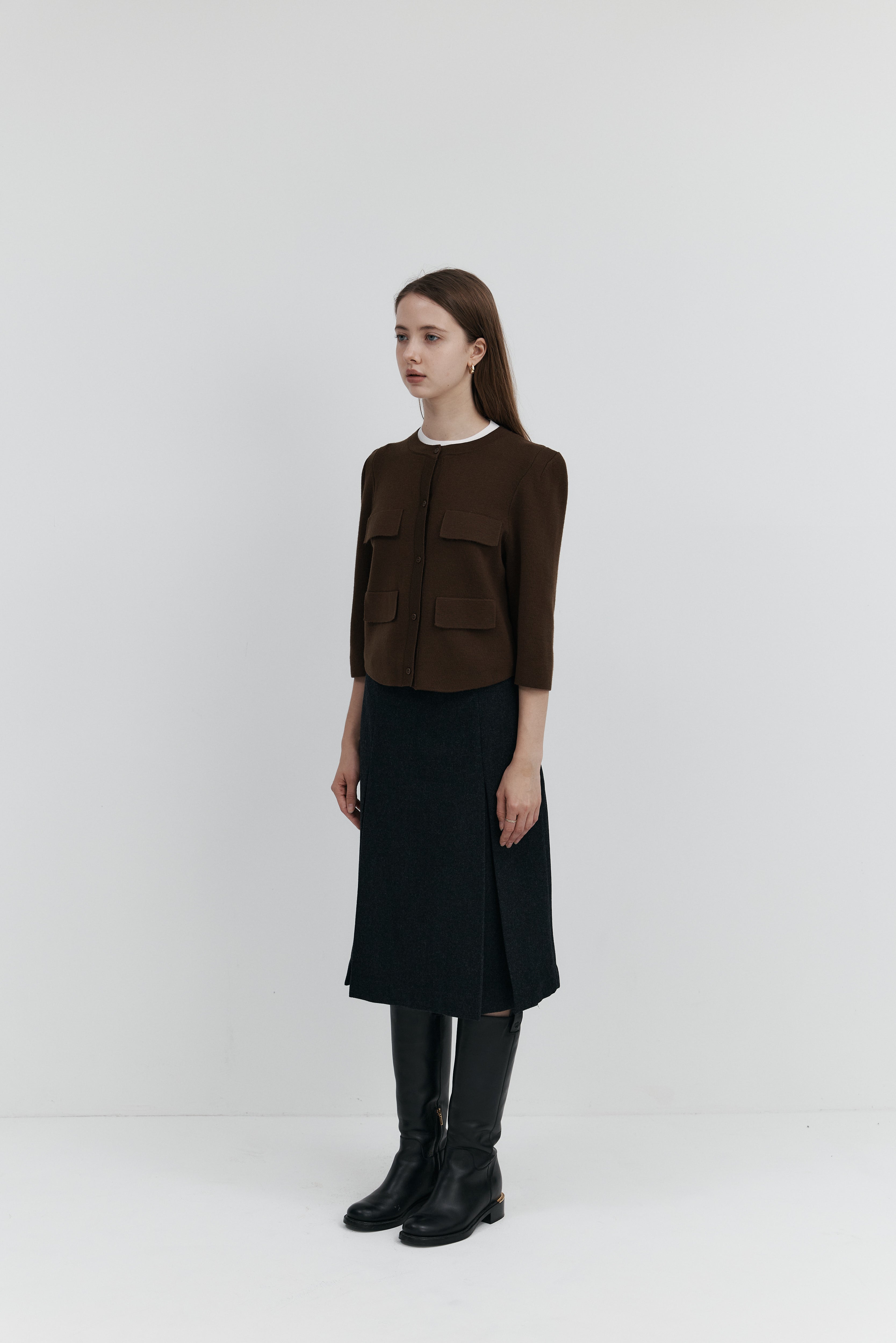 울 프릴 가디건 - 하프슬리브