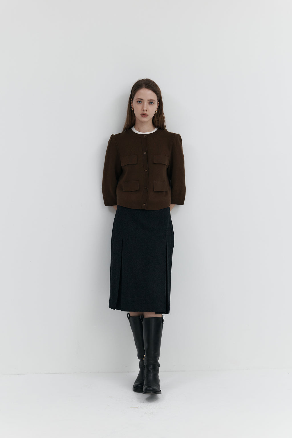 울 프릴 가디건 - 하프슬리브