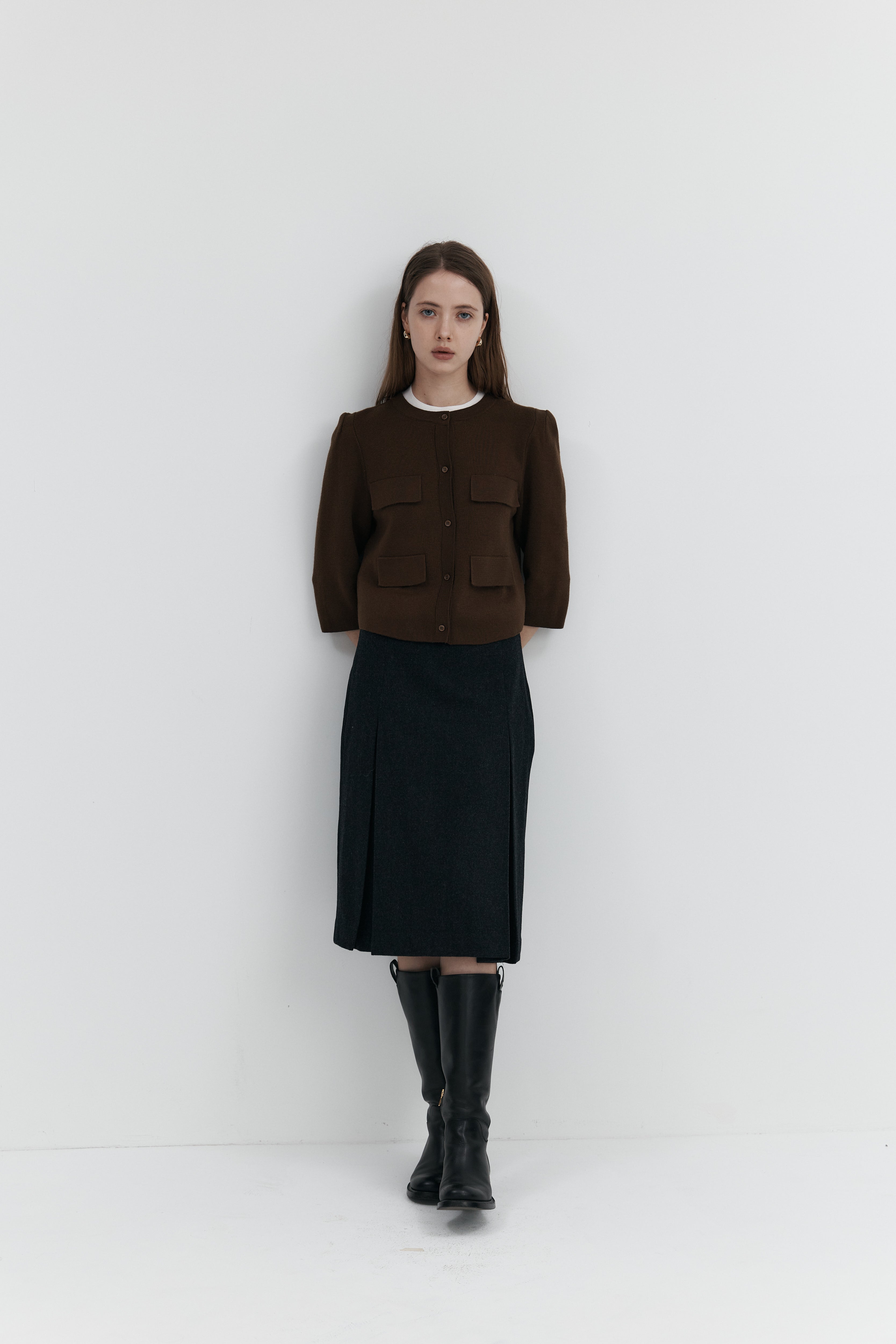 울 프릴 가디건 - 하프슬리브