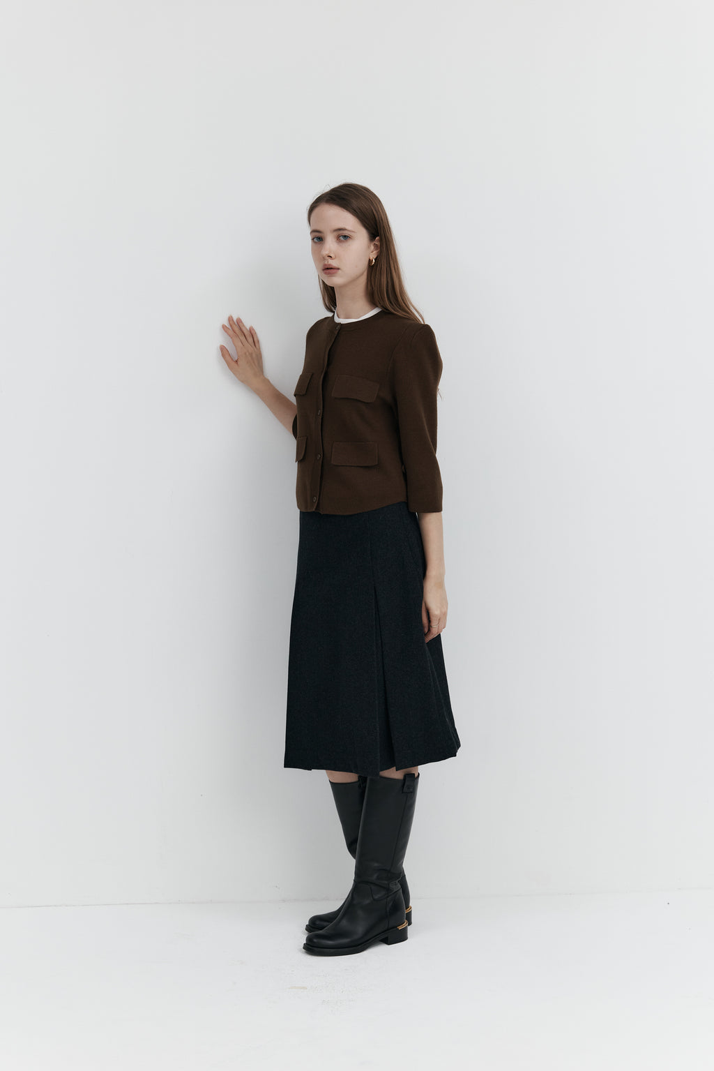 울 프릴 가디건 - 하프슬리브