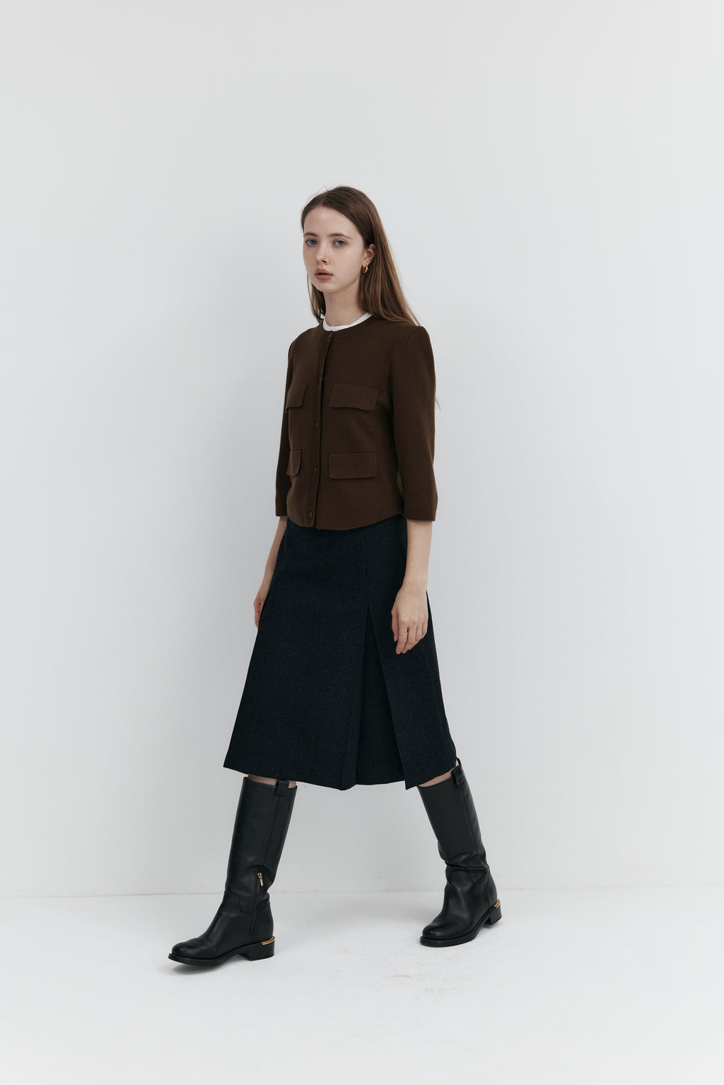 울 프릴 가디건 - 하프슬리브