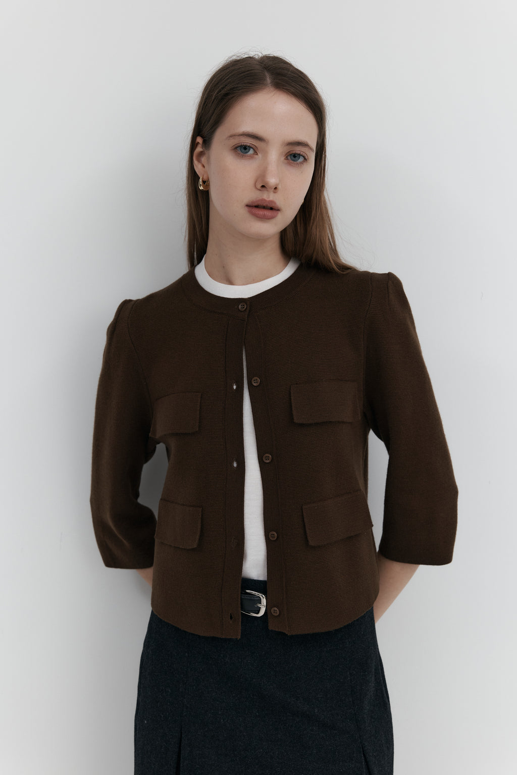 울 프릴 가디건 - 하프슬리브