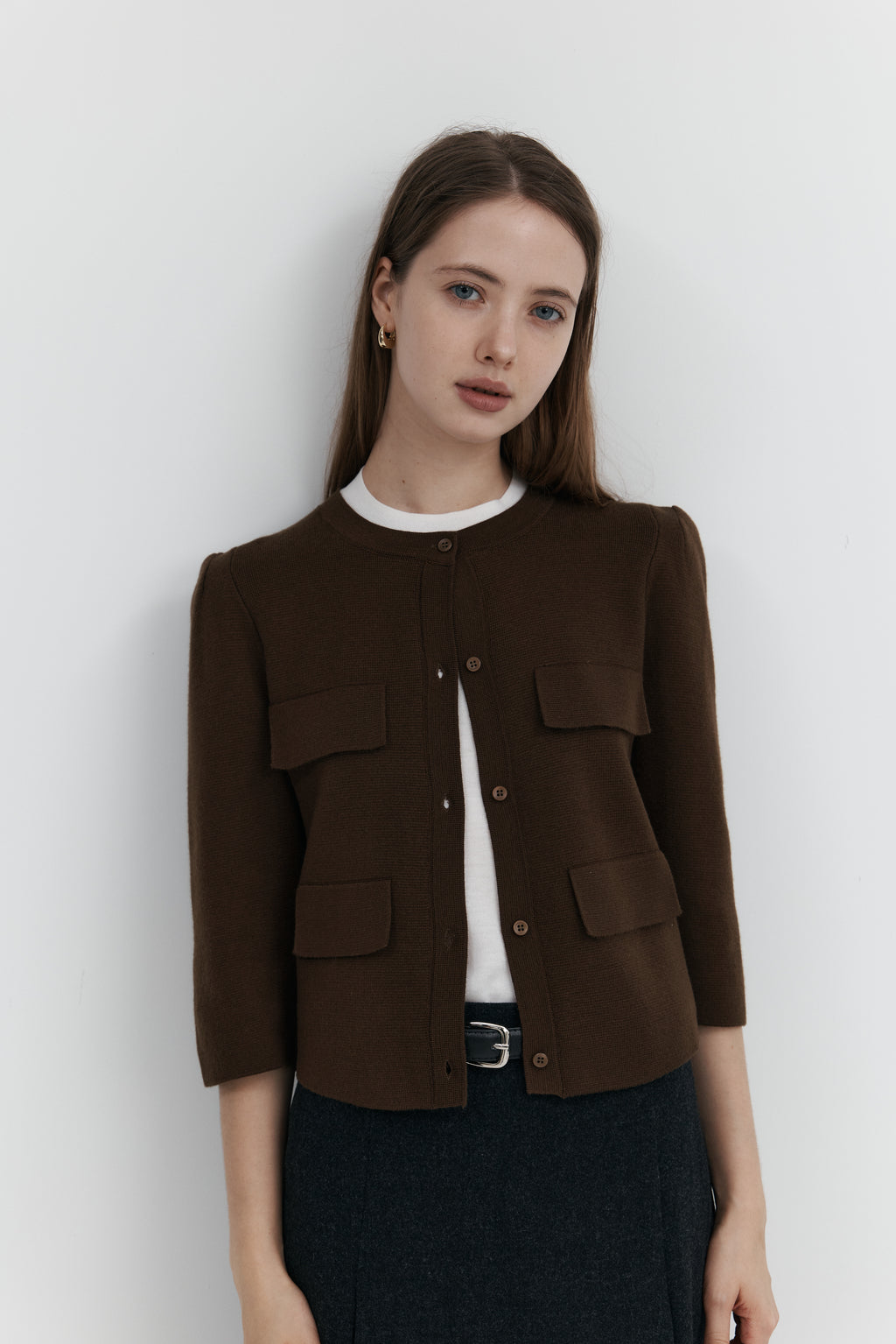 울 프릴 가디건 - 하프슬리브