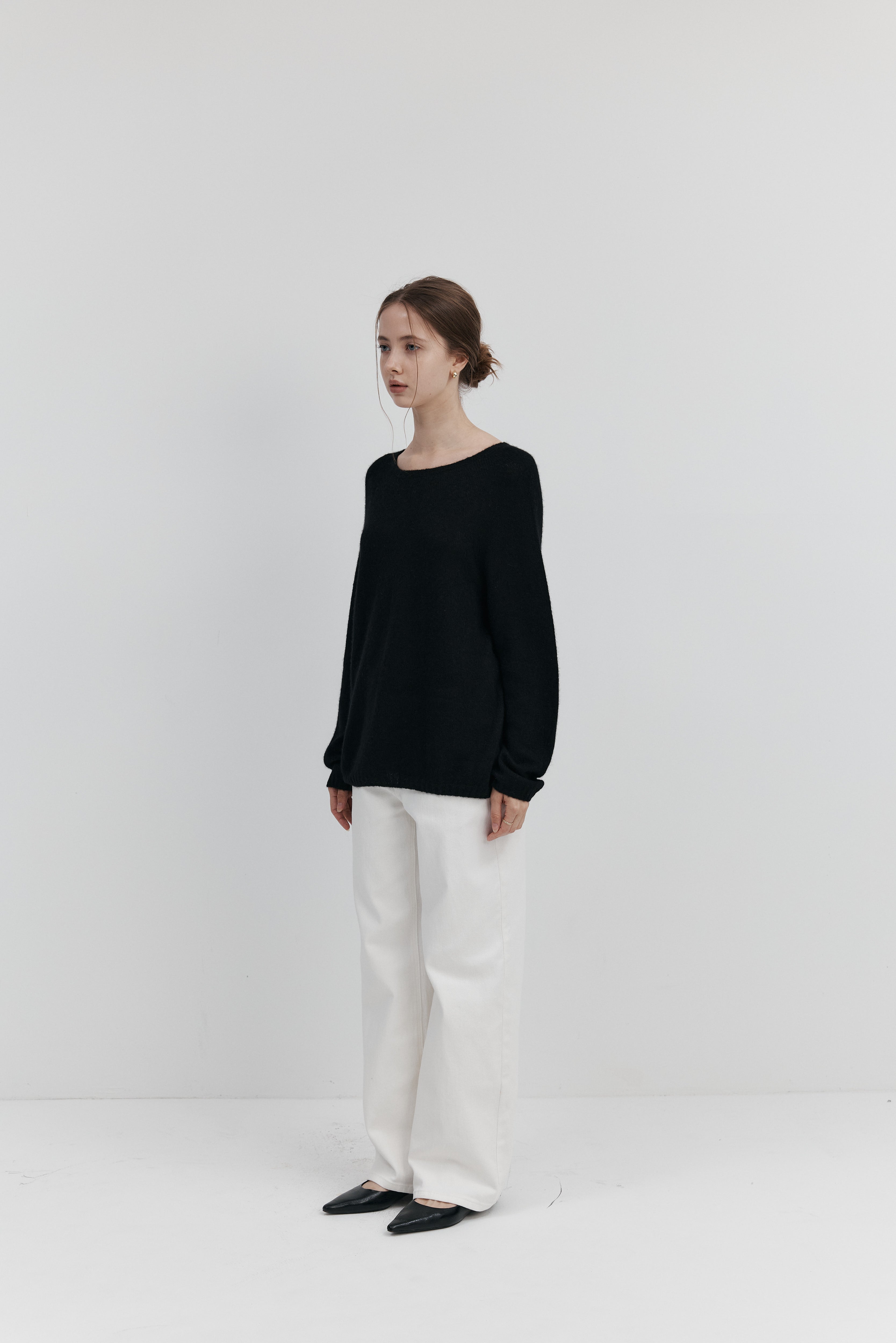 캐시미어 실크 라운드넥 니트