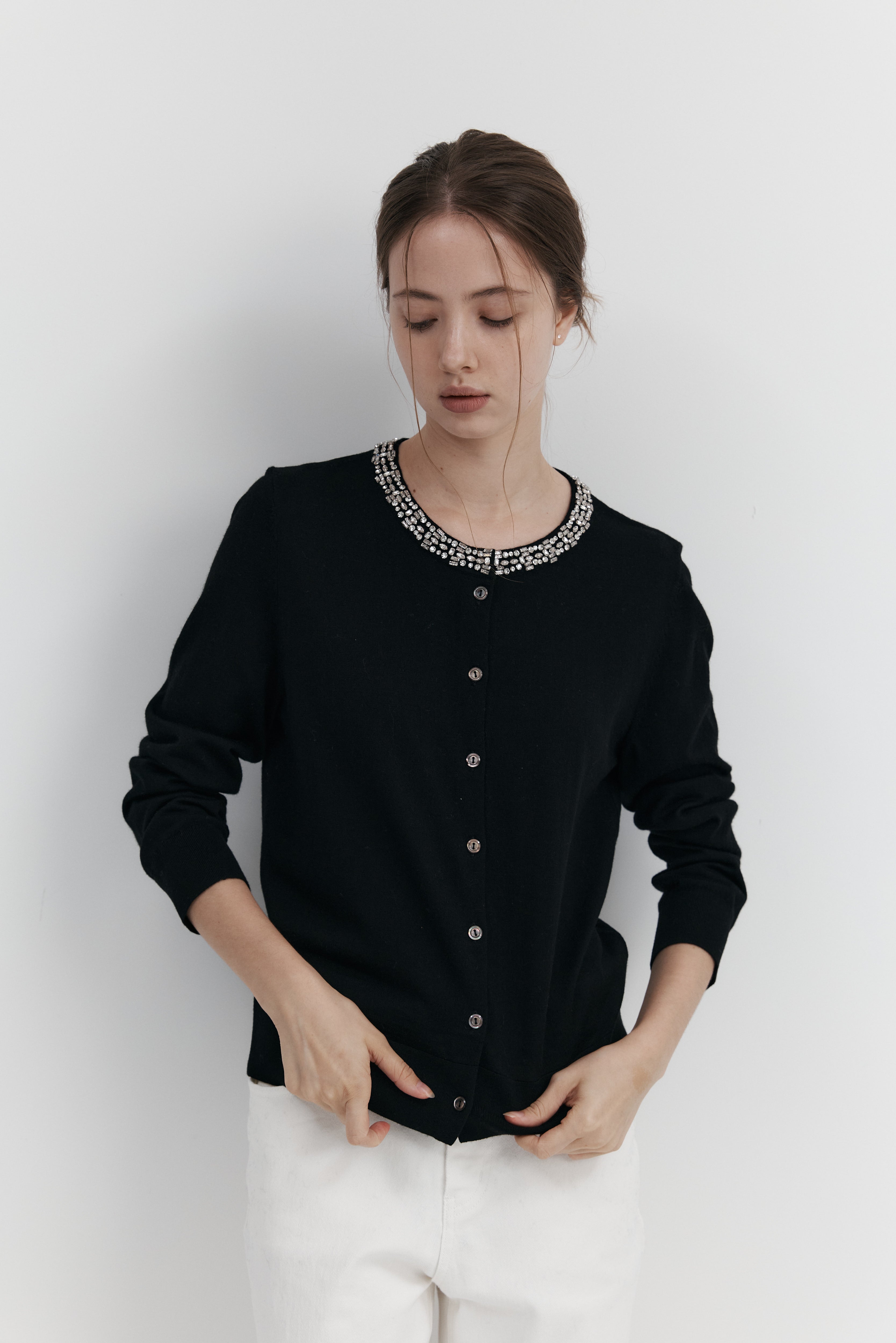 Biella Yarn 울 큐빅 카디건 – 롱슬리브