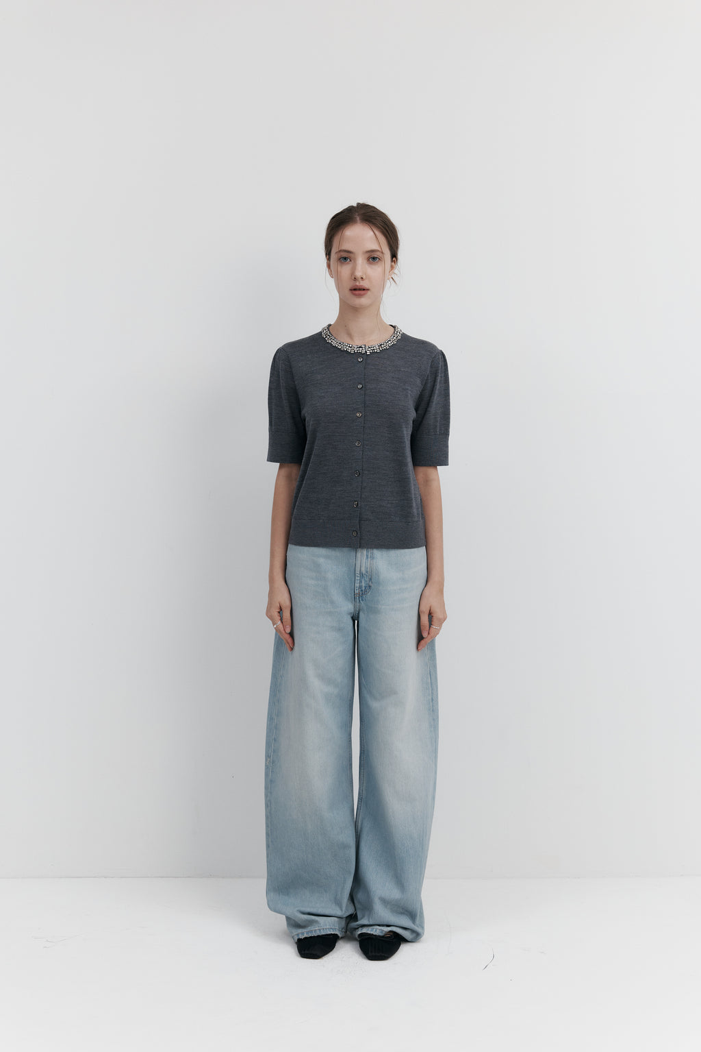 Biella Yarn 울 큐빅 카디건 – 하프슬리브