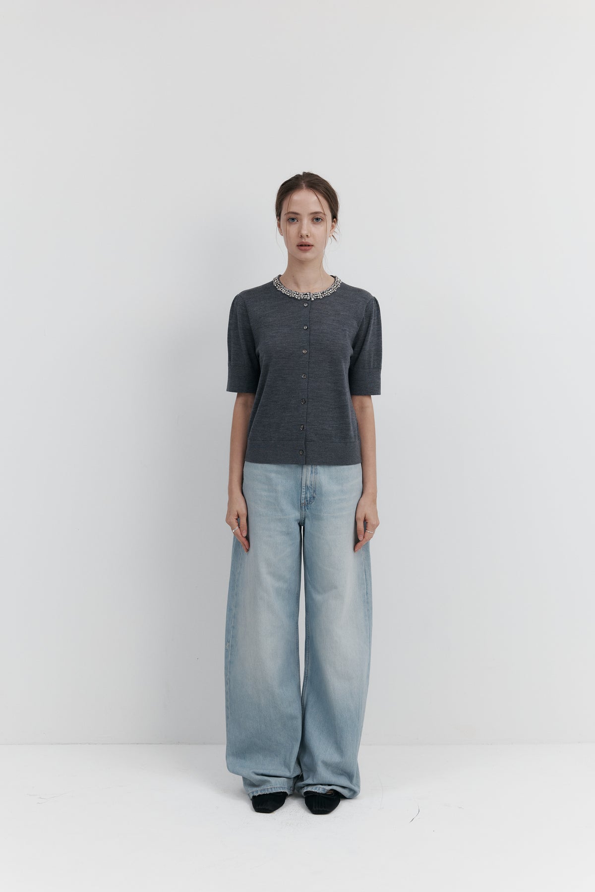 Biella Yarn 울 큐빅 카디건 – 하프슬리브