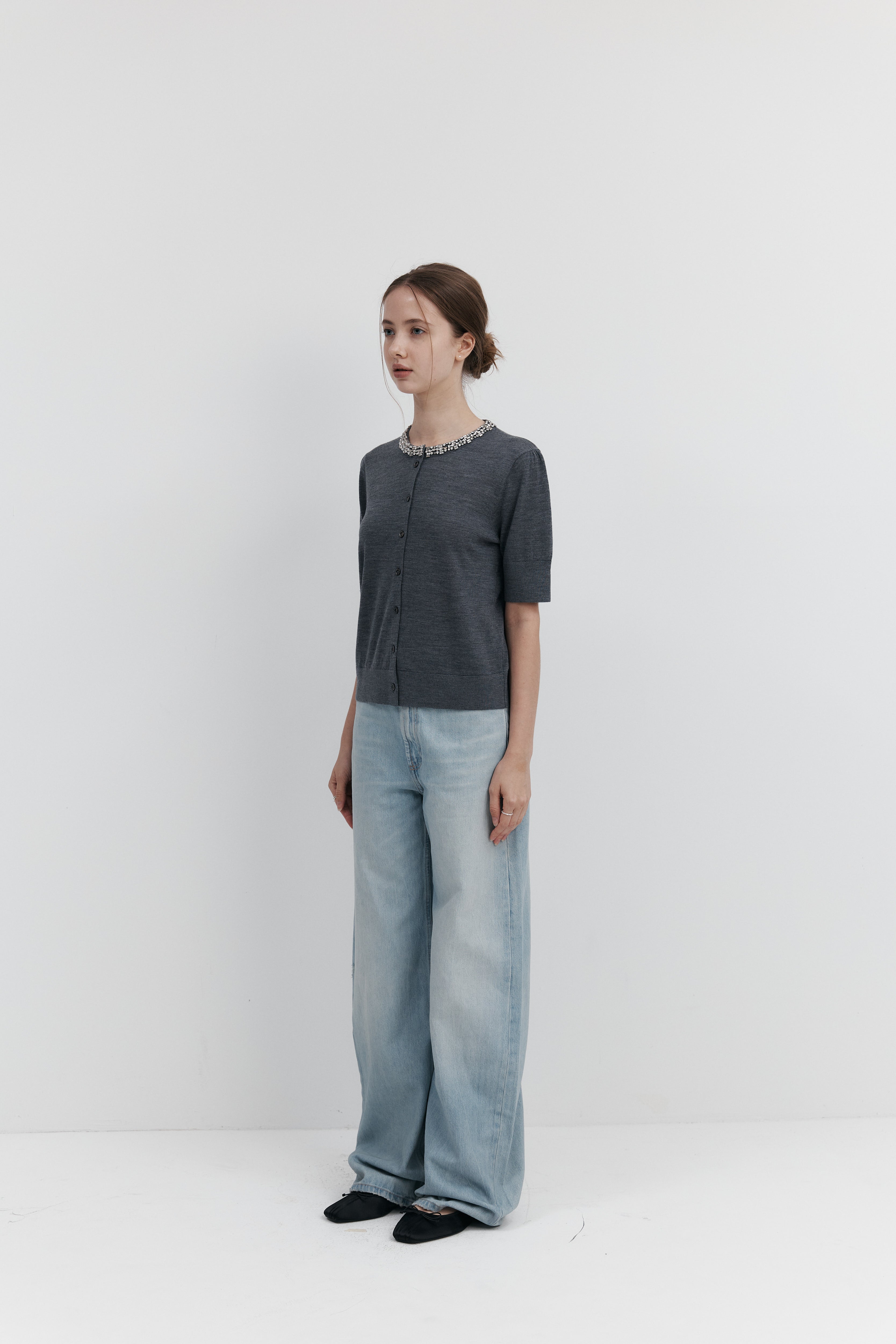 Biella Yarn 울 큐빅 카디건 – 하프슬리브