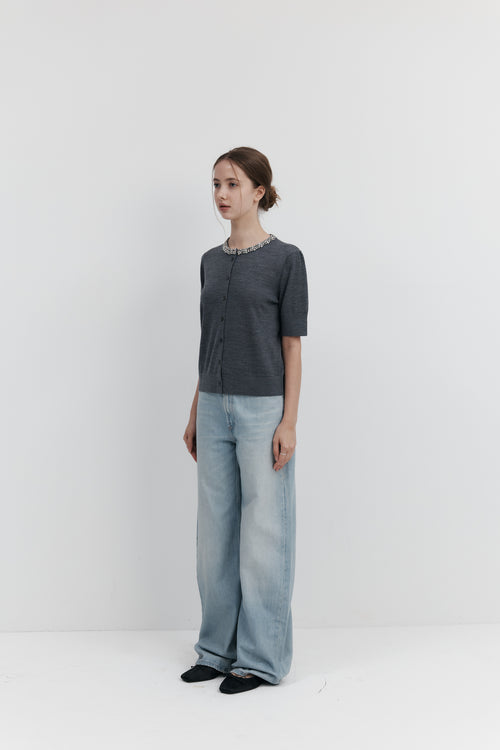 Biella Yarn 울 큐빅 카디건 – 하프슬리브