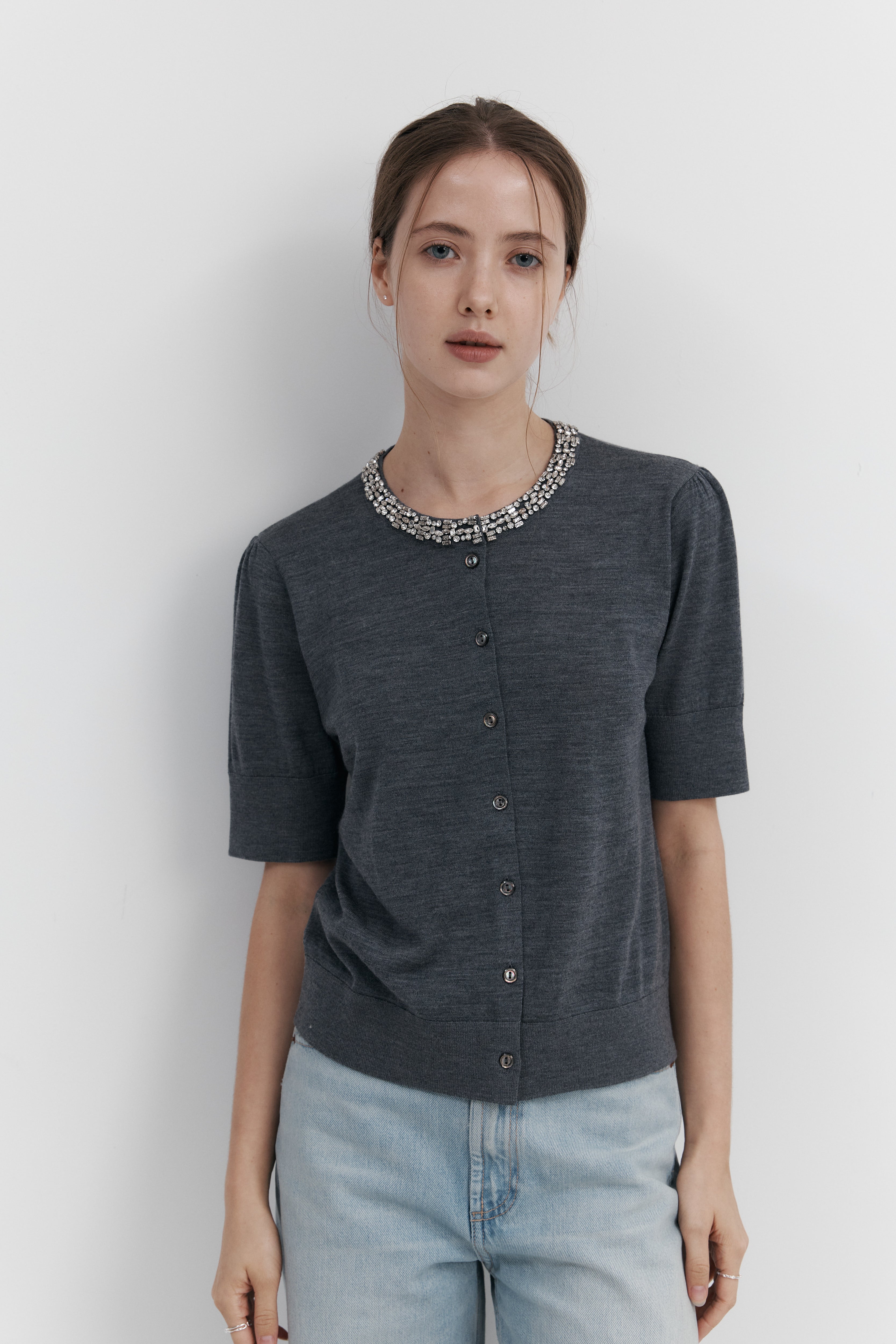 Biella Yarn 울 큐빅 카디건 – 하프슬리브