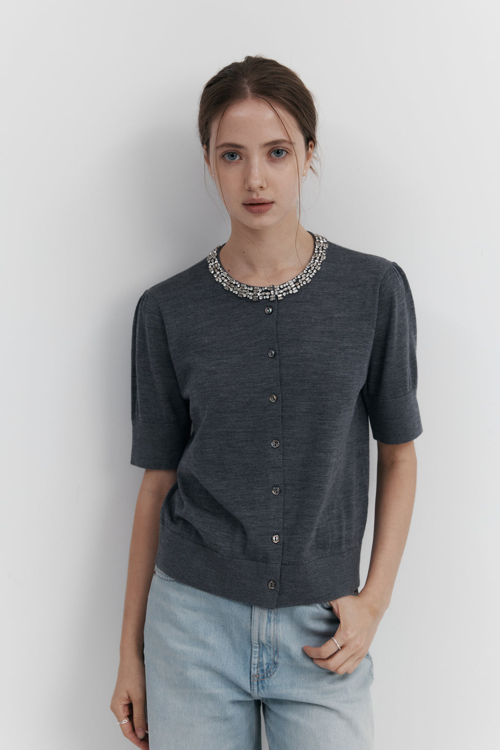 Biella Yarn 울 큐빅 카디건 – 하프슬리브